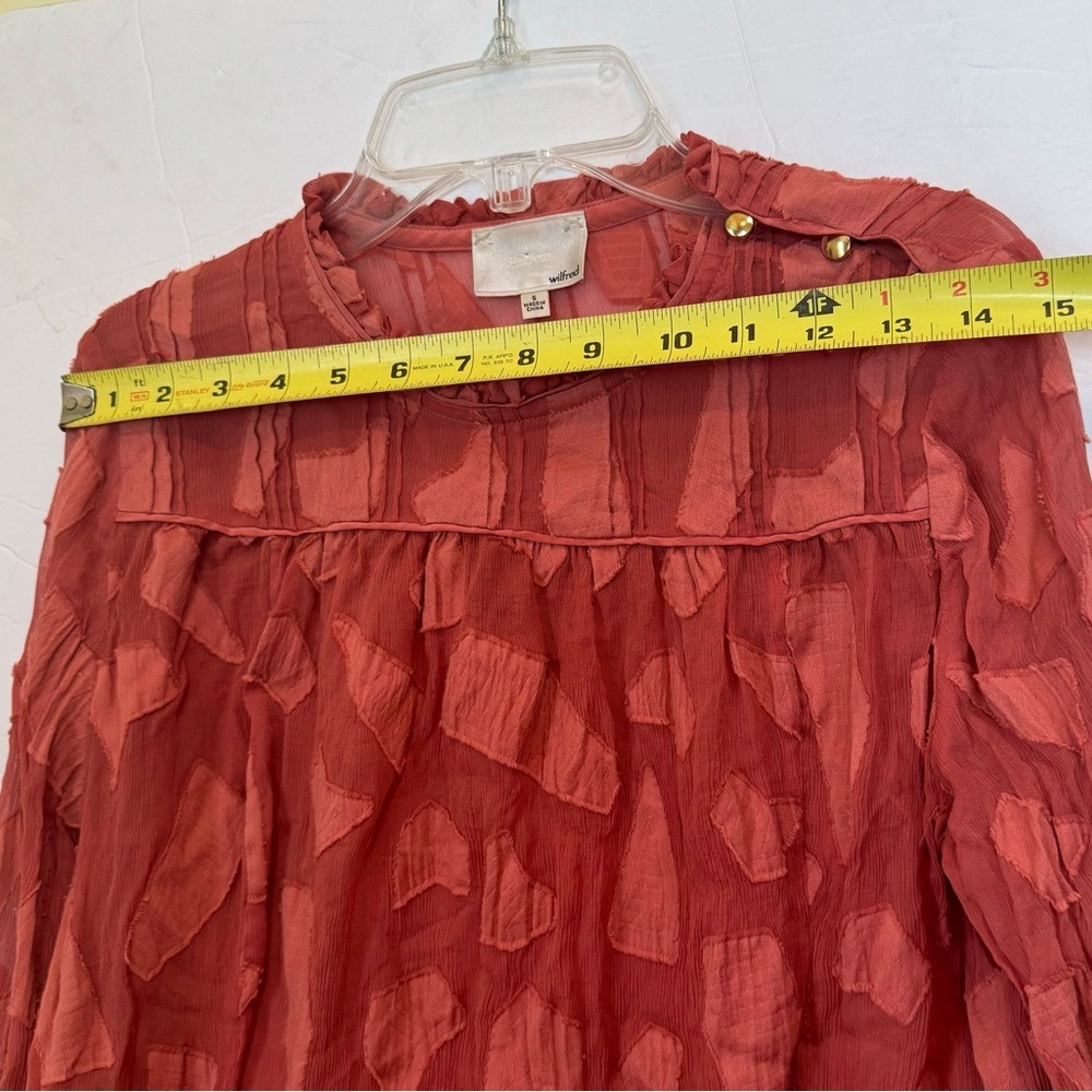 Aritzia Wilfred Le Fou Henrietta Blouse Top Silk Cotton Lourdes Textured Coral S - Picture 14 of 16